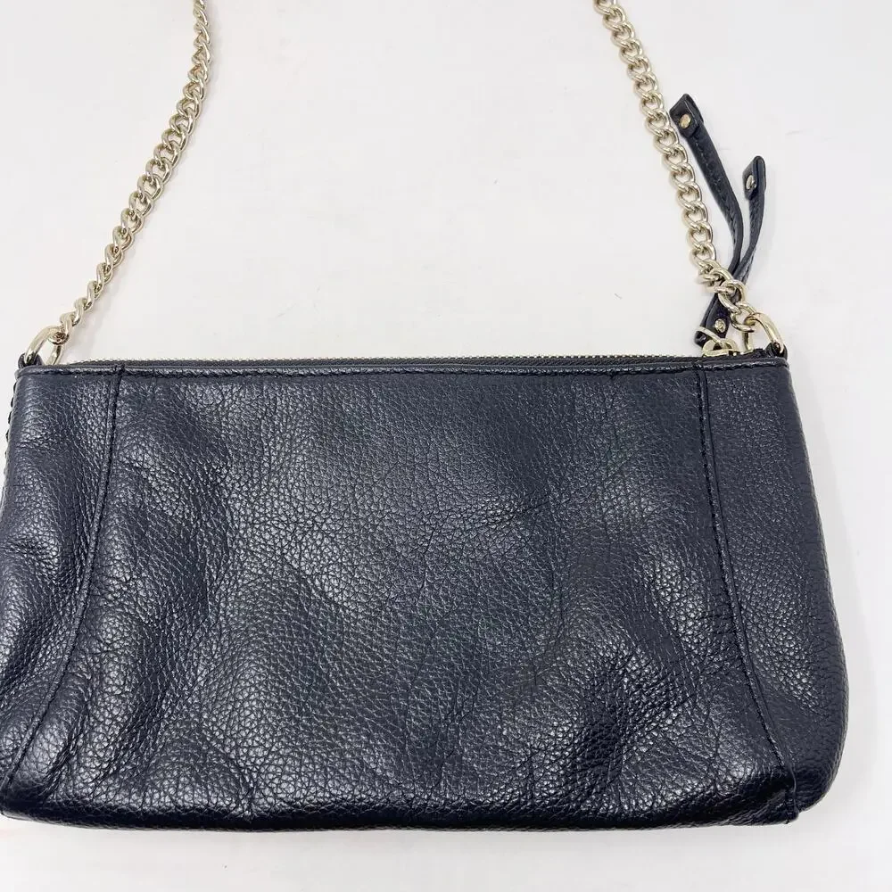 Kate Spade Black Berkshire Road Adela Shoulder Bag Chain Link Pebble Leather